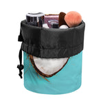 Blue Coconut Pattern Print Drawstring Makeup Bag