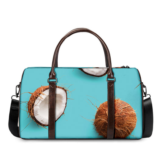 Blue Coconut Pattern Print Duffle Bag