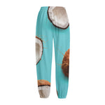 Blue Coconut Pattern Print Fleece Lined Knit Pants