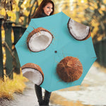 Blue Coconut Pattern Print Foldable Umbrella
