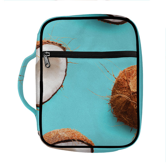 Blue Coconut Pattern Print Front Pocket Bible Bag