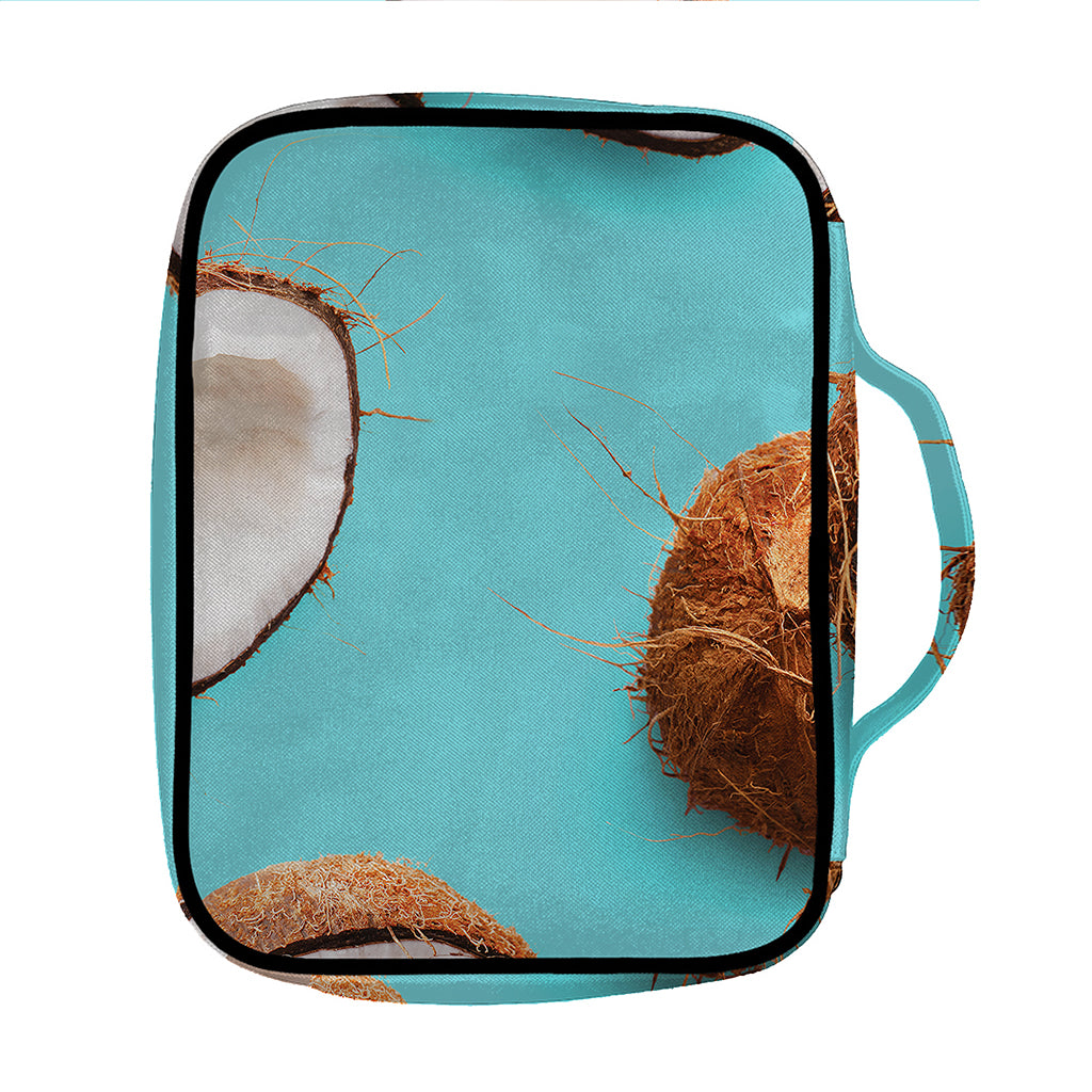 Blue Coconut Pattern Print Front Pocket Bible Bag