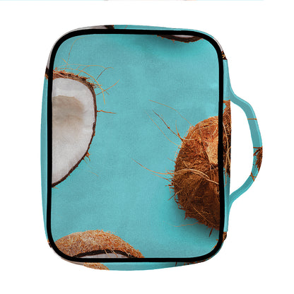 Blue Coconut Pattern Print Front Pocket Bible Bag