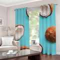 Blue Coconut Pattern Print Grommet Curtains