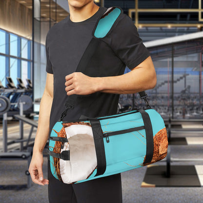 Blue Coconut Pattern Print Gym Bag