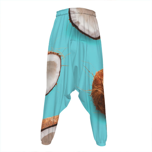 Blue Coconut Pattern Print Hammer Pants