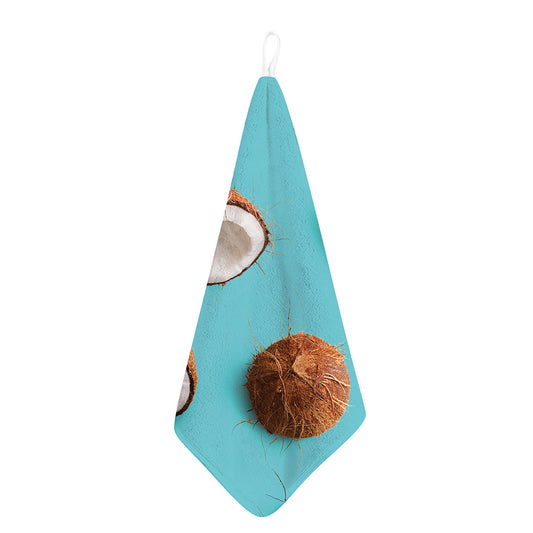 Blue Coconut Pattern Print Hand Towel