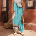Blue Coconut Pattern Print Harem Pants