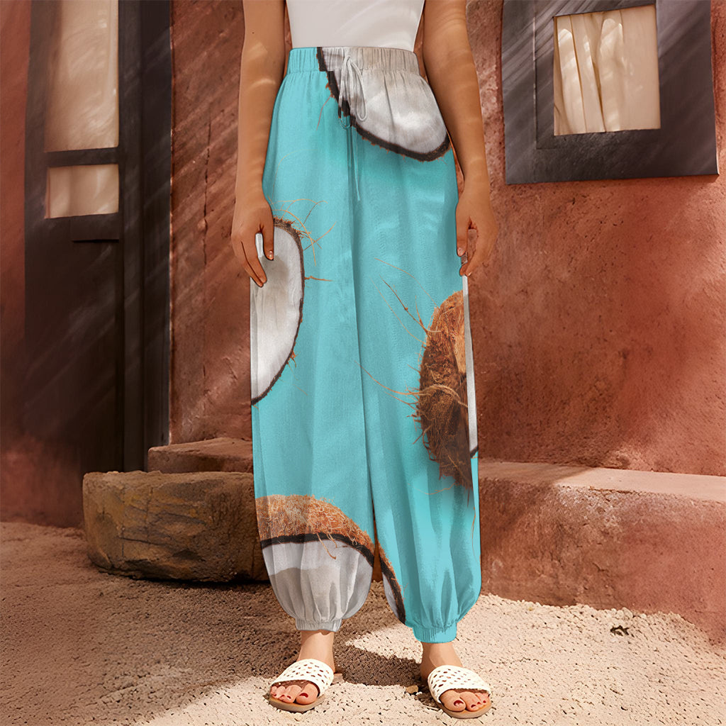 Blue Coconut Pattern Print Harem Pants