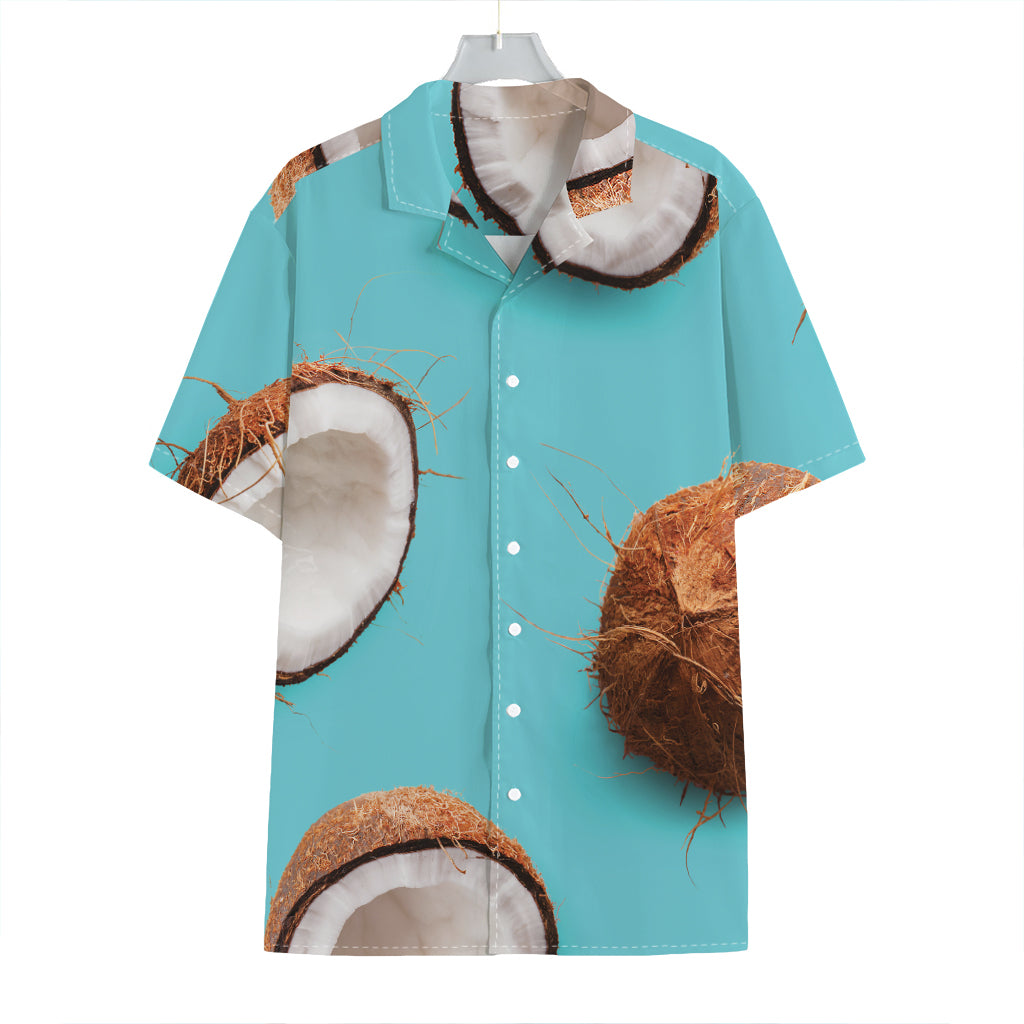 Blue Coconut Pattern Print Hawaiian Shirt