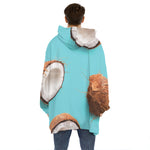Blue Coconut Pattern Print Hoodie Blanket