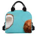 Blue Coconut Pattern Print Insulated Lunch Bag