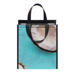 Blue Coconut Pattern Print Insulated Lunch Tote