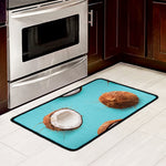 Blue Coconut Pattern Print Kitchen Mat