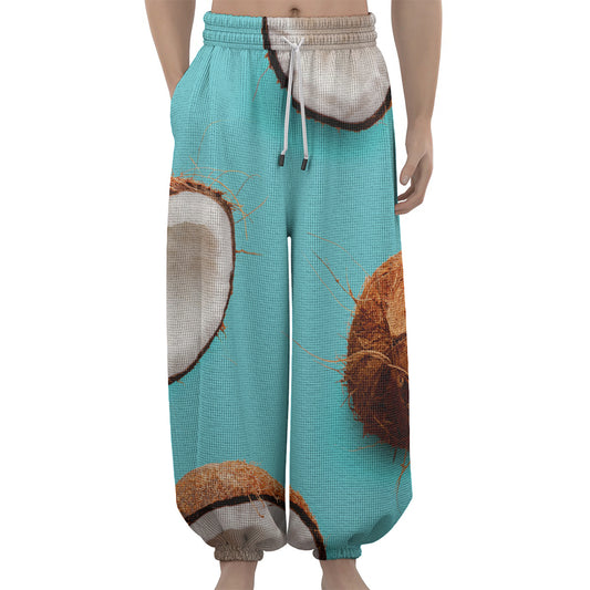 Blue Coconut Pattern Print Lantern Pants