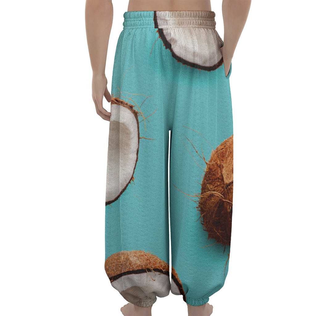 Blue Coconut Pattern Print Lantern Pants