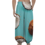 Blue Coconut Pattern Print Lantern Pants