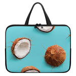 Blue Coconut Pattern Print Laptop Sleeve With Handle
