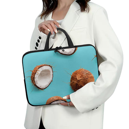 Blue Coconut Pattern Print Laptop Sleeve With Handle
