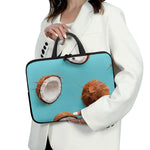Blue Coconut Pattern Print Laptop Sleeve With Handle