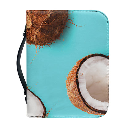 Blue Coconut Pattern Print Leather Bible Cover