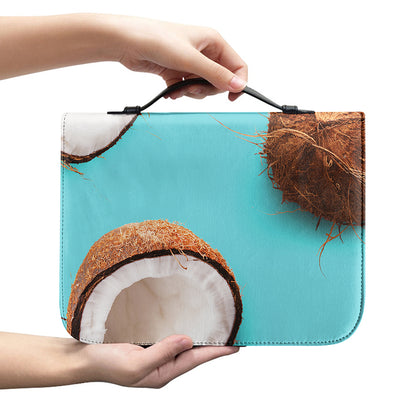 Blue Coconut Pattern Print Leather Bible Cover