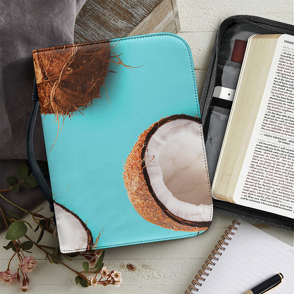 Blue Coconut Pattern Print Leather Bible Cover