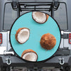 Blue Coconut Pattern Print Leather Spare Tire Cover