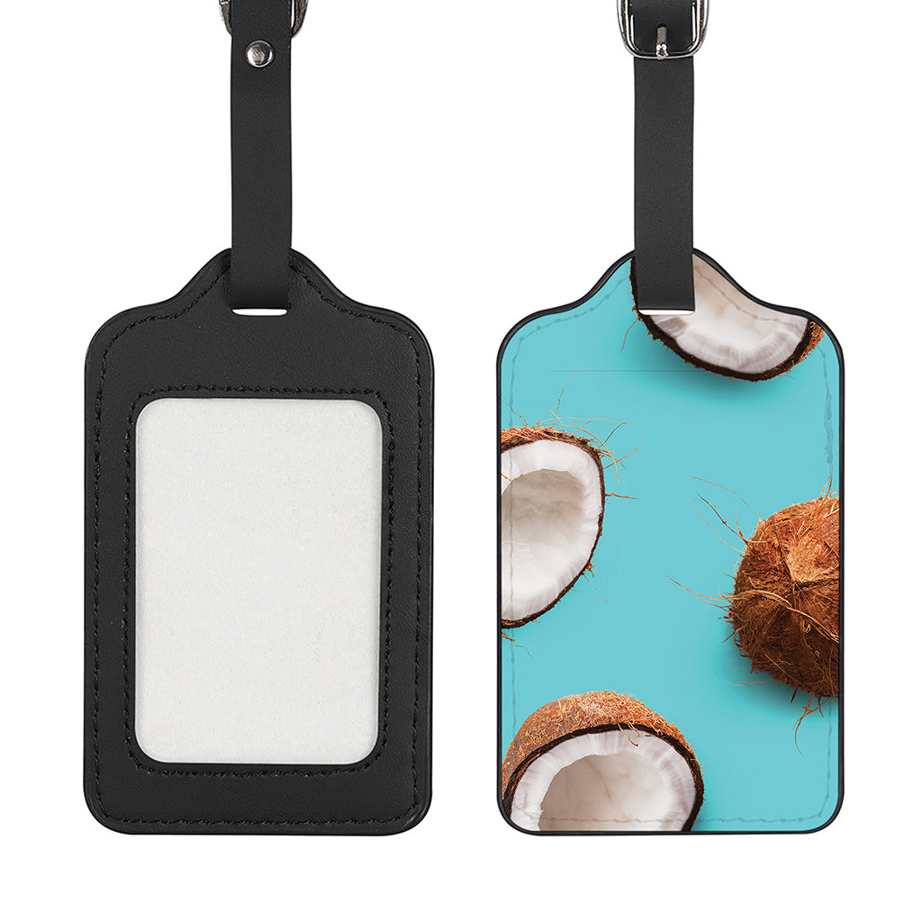 Blue Coconut Pattern Print Luggage Tag