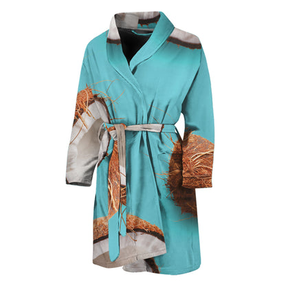 Blue Coconut Pattern Print Men's Bathrobe