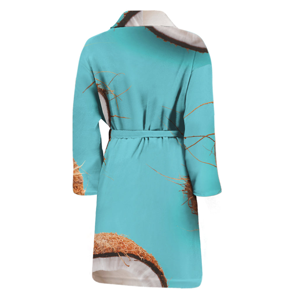 Blue Coconut Pattern Print Men's Bathrobe