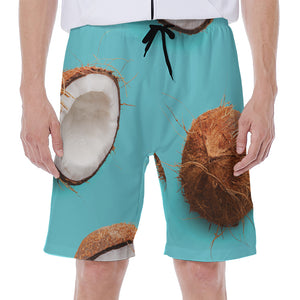 Blue Coconut Pattern Print Men's Beach Shorts