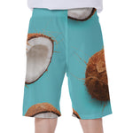 Blue Coconut Pattern Print Men's Beach Shorts