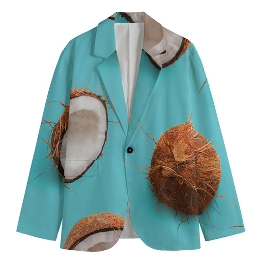 Blue Coconut Pattern Print Men's Blazer