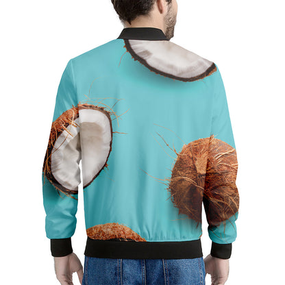 Blue Coconut Pattern Print Men's Bomber Jacket