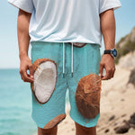 Blue Coconut Pattern Print Men's Cargo Shorts