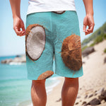 Blue Coconut Pattern Print Men's Cargo Shorts