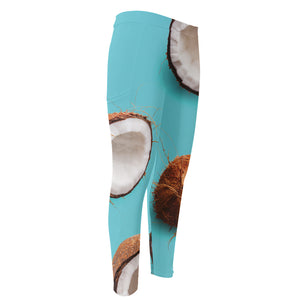 Blue Coconut Pattern Print Men's Compression Pants