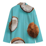 Blue Coconut Pattern Print Men's Cotton Blazer
