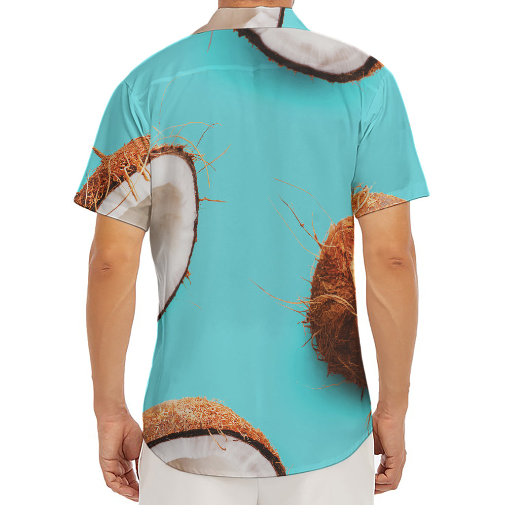 Blue Coconut Pattern Print Men's Deep V-Neck Shirt