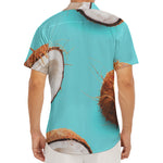 Blue Coconut Pattern Print Men's Deep V-Neck Shirt