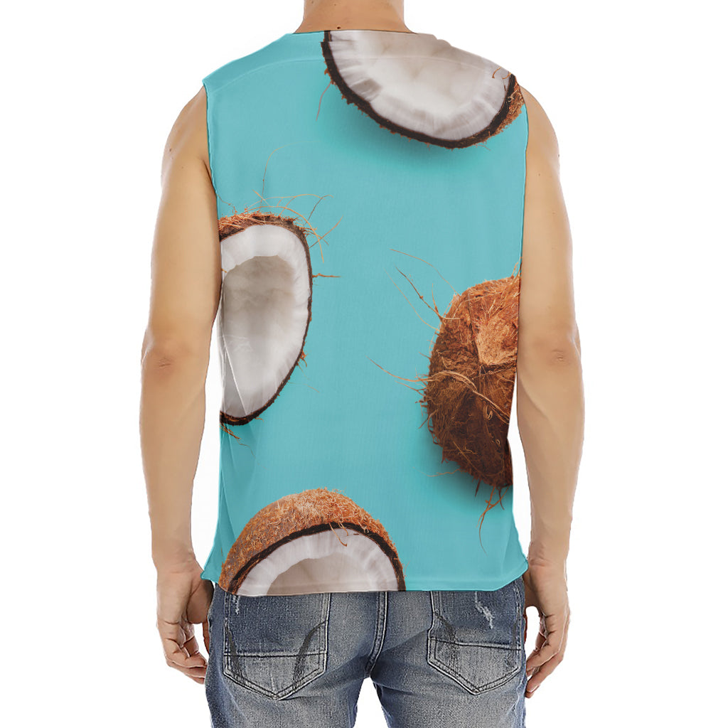 Blue Coconut Pattern Print Men's Fitness Tank Top
