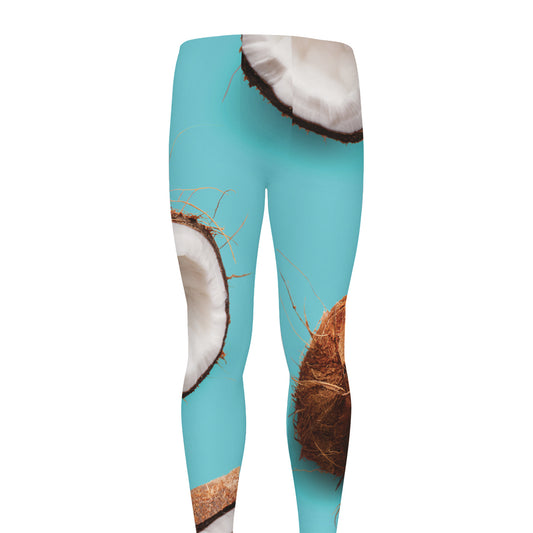 Blue Coconut Pattern Print Men's leggings