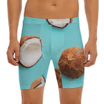 Blue Coconut Pattern Print Men's Long Boxer Briefs