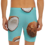 Blue Coconut Pattern Print Men's Long Boxer Briefs