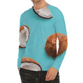 Blue Coconut Pattern Print Men's Long Sleeve Rash Guard