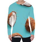 Blue Coconut Pattern Print Men's Long Sleeve T-Shirt