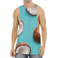 Blue Coconut Pattern Print Men's Muscle Tank Top
