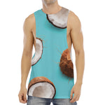 Blue Coconut Pattern Print Men's Muscle Tank Top