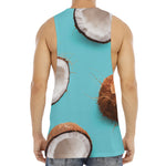 Blue Coconut Pattern Print Men's Muscle Tank Top